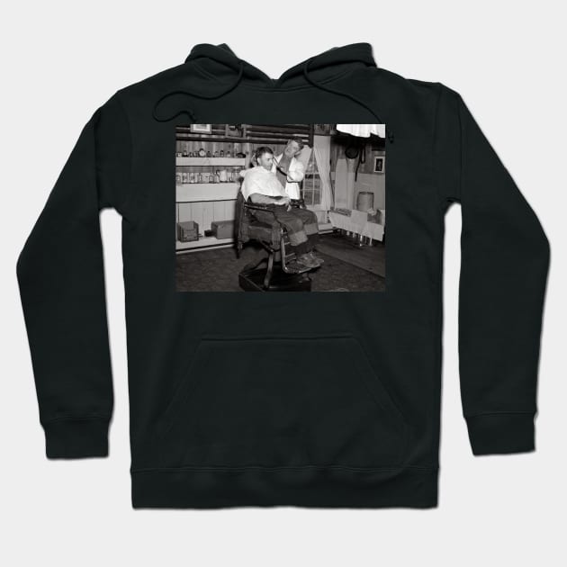 Logging Camp Barber Shop, 1937. Vintage Photo Hoodie by historyphoto